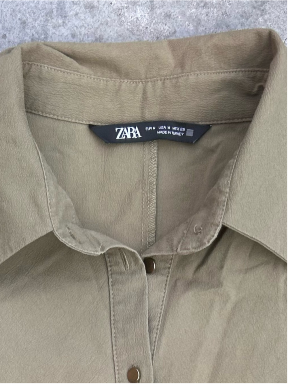Zara Khaki Ruched Shirt Midi Dress Size M - Picture 5 of 8